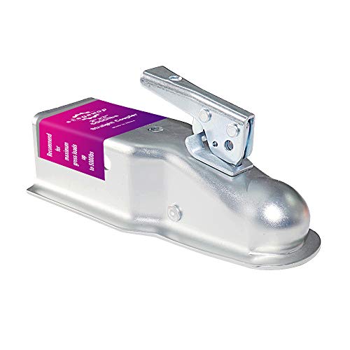 Stegewop 5,000 lbs Class III Trailer Coupler for 3" Channel Tongue, 2" Ball Heavy Duty Straight Tow Coupler with Latch Lock, Zinc Plated Steel for RV, Boat Trailer, Utility Camper & Cargo Towing - Image 1