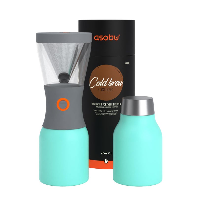 asobu asobu Coldbrew Portable Cold Brew Coffee Maker With a Vacuum Insulated 1 Liter Stainless Steel 188 Carafe Bpa Free Mint Green 