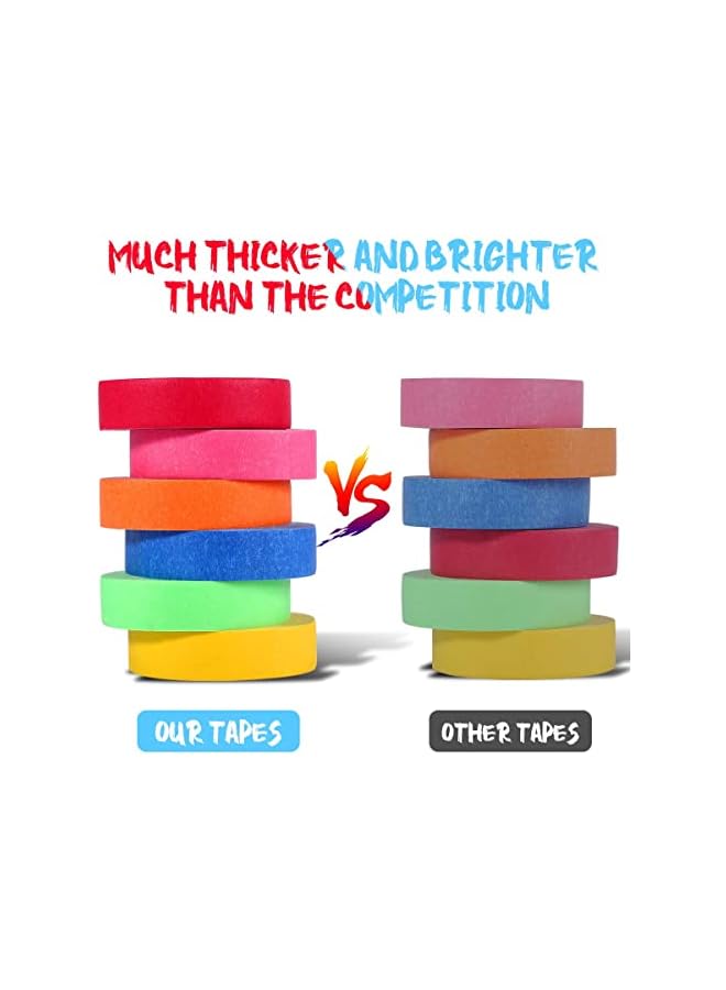 PROMASS promass Colored Masking Tape, Colored Painters Tape Colorful Craft Tape for Kids, Labeling, Arts, Crafts, Coding, School Projects, Party Decorations, 6 RollsX2cm X 20m, Long  - Image 3