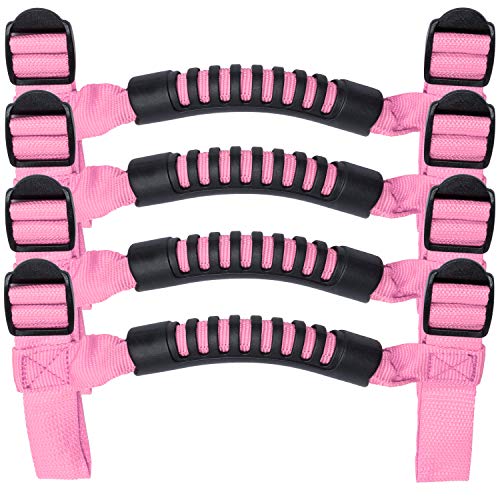 Danti 4 x Roll Bar Grab Handles Grip Handle for Jeep Wrangler YJ TJ JK JKU JL JLU Sports Sahara Freedom Rubicon X & Unlimited 1955-2024 2025(Pink) - Image 1