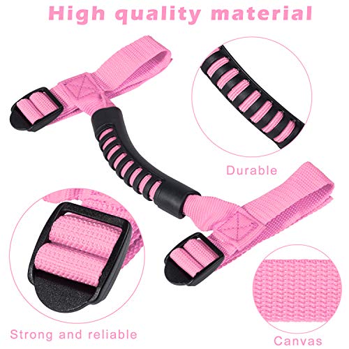 Danti 4 x Roll Bar Grab Handles Grip Handle for Jeep Wrangler YJ TJ JK JKU JL JLU Sports Sahara Freedom Rubicon X & Unlimited 1955-2024 2025(Pink) - Image 4