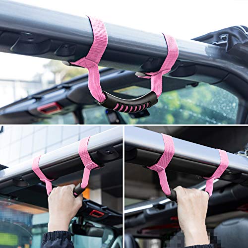 Danti 4 x Roll Bar Grab Handles Grip Handle for Jeep Wrangler YJ TJ JK JKU JL JLU Sports Sahara Freedom Rubicon X & Unlimited 1955-2024 2025(Pink) - Image 3
