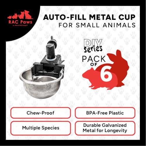 RentACoop RAC Paws by RentACoop DIY Auto-Fill Metal Cups Waterer Kit - Great for Small Animals, Pets, Bunnies, Ferret, Chickens, Hamsters, Guinea Pigs, Rabbits, Chinchillas, Mice, Rats - 6 Pack - Image 2