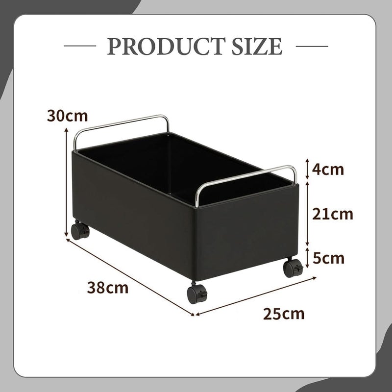 Rolling Cart Storage Organizer Large Capacity Sturdy with Wheels Mobile for Kids Room Study Office, Black S - Image 3
