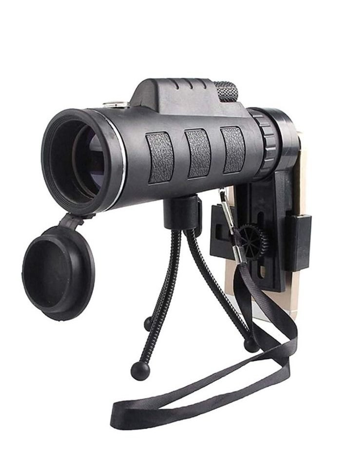 AS SEEN ON TV Portable Mobile Hd Zoom Monocular Telescope Low Night Vision Scope With Tripod Smartphone Holder Black  - Image 2