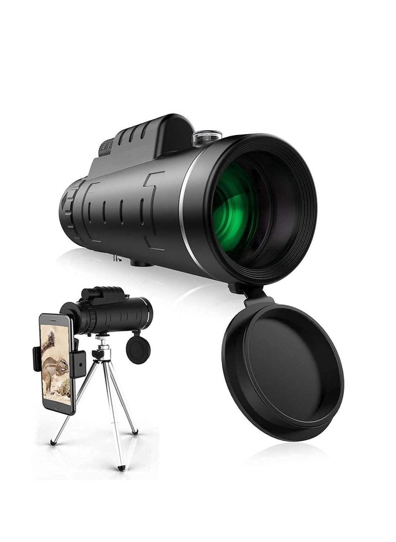 AS SEEN ON TV Portable Mobile Hd Zoom Monocular Telescope Low Night Vision Scope With Tripod Smartphone Holder Black  - Image 1
