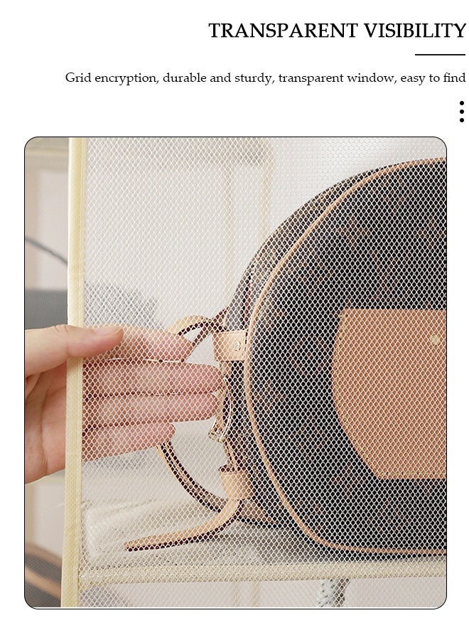 DUNISO Hanging Purse Handbag Organizer for Closet Purse organizer with 4 Mesh Shelves Handbag Closet Purse Storage Bag - Image 3