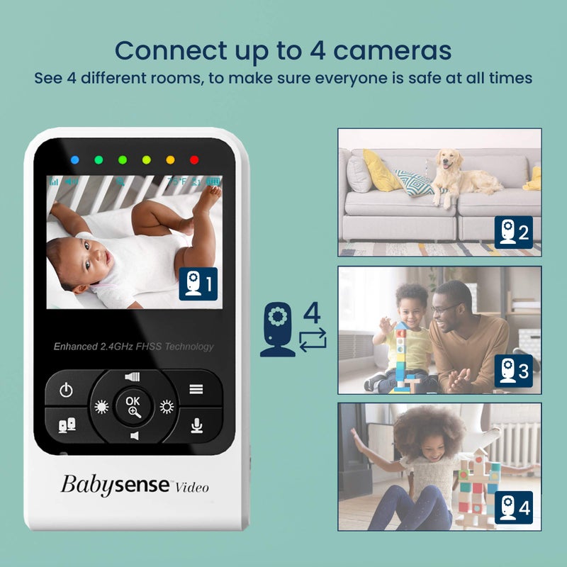 Babysense New Video Baby Monitor with Camera and Audio, Long Range, Room Temperature, Infrared Night Vision, Two Way Talk Back, Lullabies and High Capacity Battery, Model V24R - Image 5