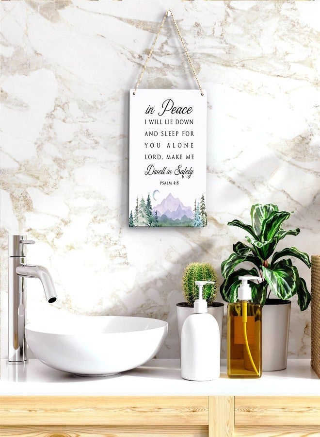 BELLOWDEER Inspirational Decor In Peace I Will Lie Down and Sleep Psalm 4:8 Christian Gifts Bible Verse Wall Art Scripture Wooden Hanging Sign for Modern Home Office Bathroom Bedroom Decoration 8 x 10 Inches - Image 5
