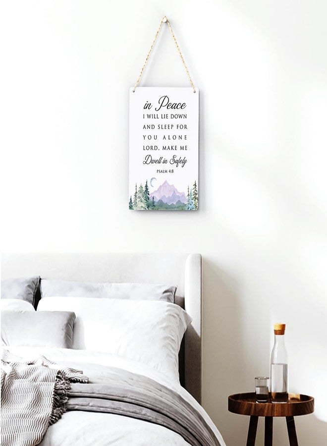 BELLOWDEER Inspirational Decor In Peace I Will Lie Down and Sleep Psalm 4:8 Christian Gifts Bible Verse Wall Art Scripture Wooden Hanging Sign for Modern Home Office Bathroom Bedroom Decoration 8 x 10 Inches - Image 3