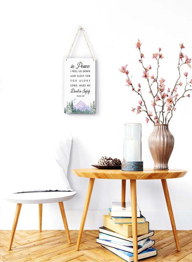 BELLOWDEER Inspirational Decor In Peace I Will Lie Down and Sleep Psalm 4:8 Christian Gifts Bible Verse Wall Art Scripture Wooden Hanging Sign for Modern Home Office Bathroom Bedroom Decoration 8 x 10 Inches - Image 2