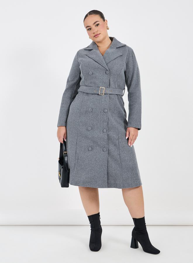 ستايلي فستان ميدي بمقاس كبير وحزام خصر - Image 4