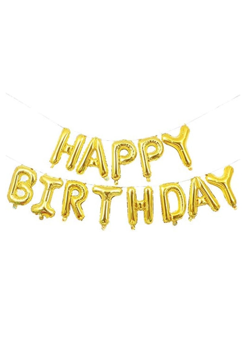 Happy Birthday Foil Letter Balloons, Gold Alphabet Letters Balloons 16 Inch/40cm. Party Decoration Banner Balloons.
