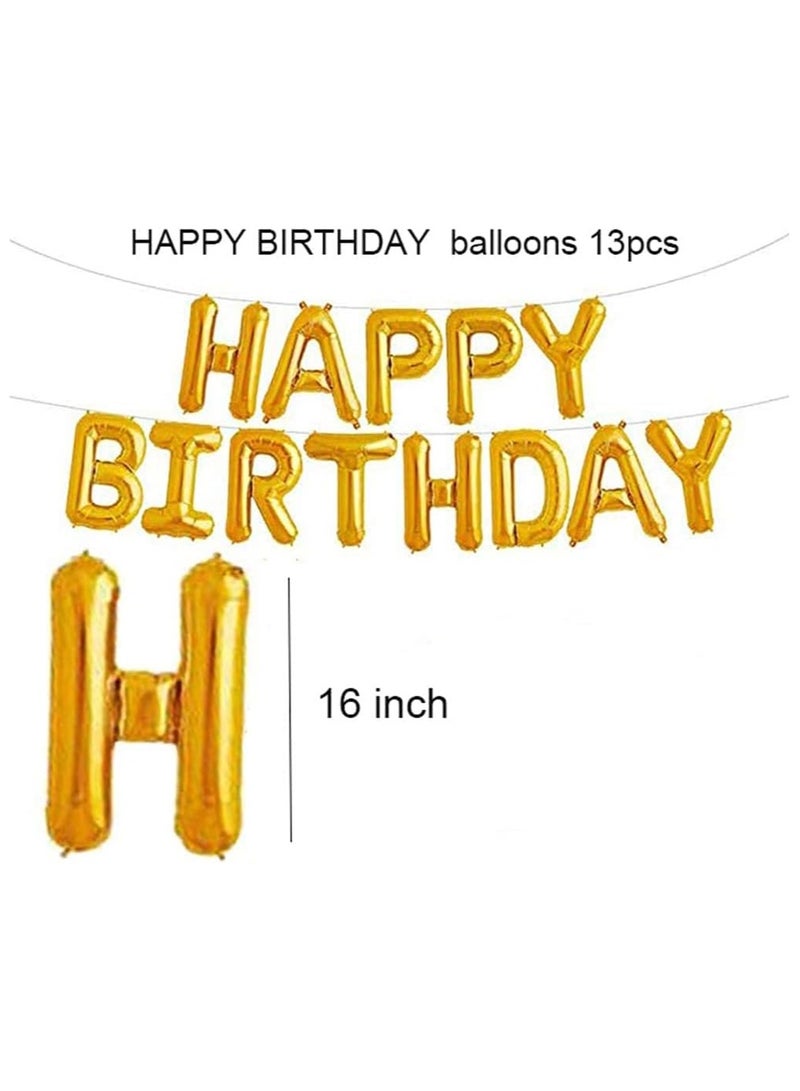 Happy Birthday Foil Letter Balloons, Gold Alphabet Letters Balloons 16 Inch/40cm. Party Decoration Banner Balloons.