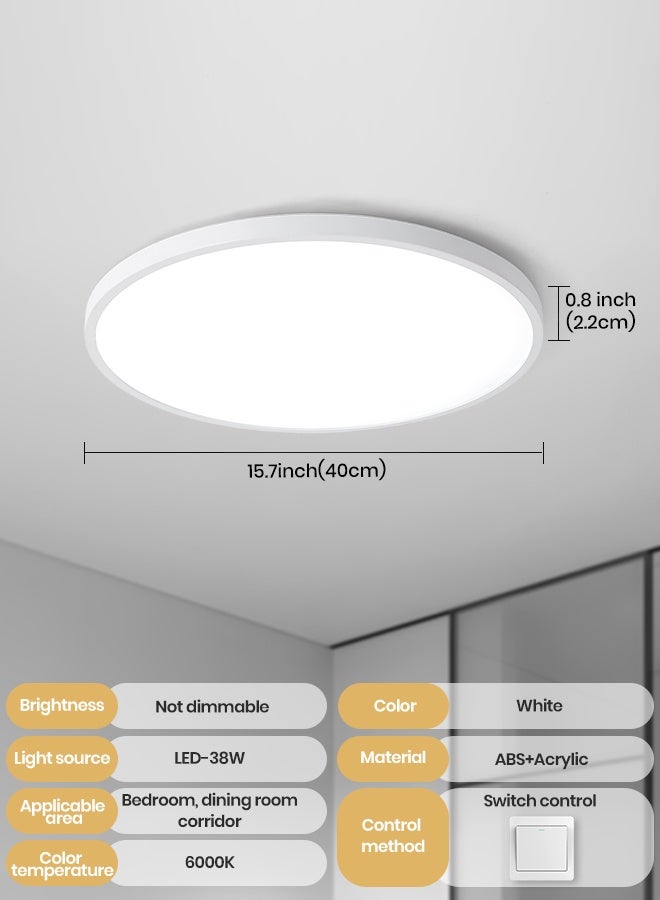 YATAI LIGHTING 40cm Round LED Ceiling Panel Light, 38W Flush Mount, 3 Adjustable Color Temperatures (3000K-6000K), White, Switch-Controlled for Bedroom, Living Room, Library, Dining Room - Image 2