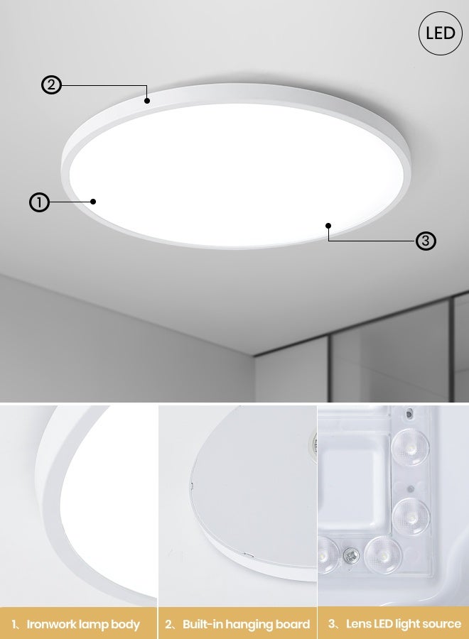 YATAI LIGHTING 40cm Round LED Ceiling Panel Light, 38W Flush Mount, 3 Adjustable Color Temperatures (3000K-6000K), White, Switch-Controlled for Bedroom, Living Room, Library, Dining Room - Image 3
