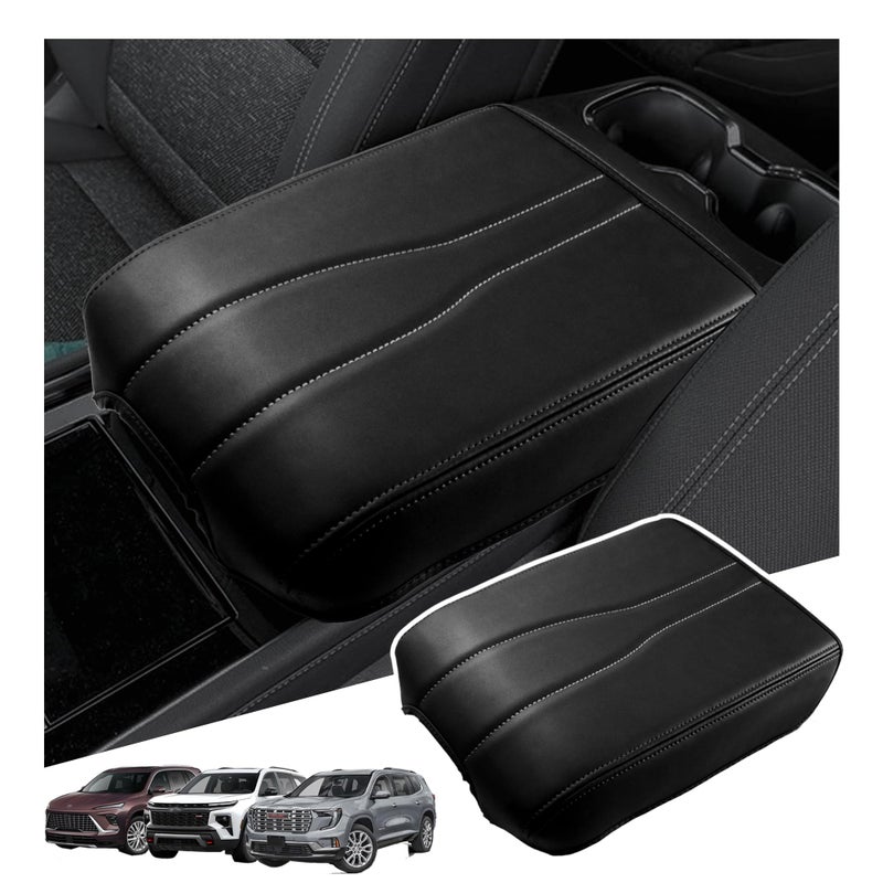 Sinminou Center Console Armrest Cover Compatible with20242026 Chevy Traverse20242026 GMC Acadia20252026 Buick Enclave Interior Accessories Leather Middle Console Lid Pad Protector Grey Lines - Image 3