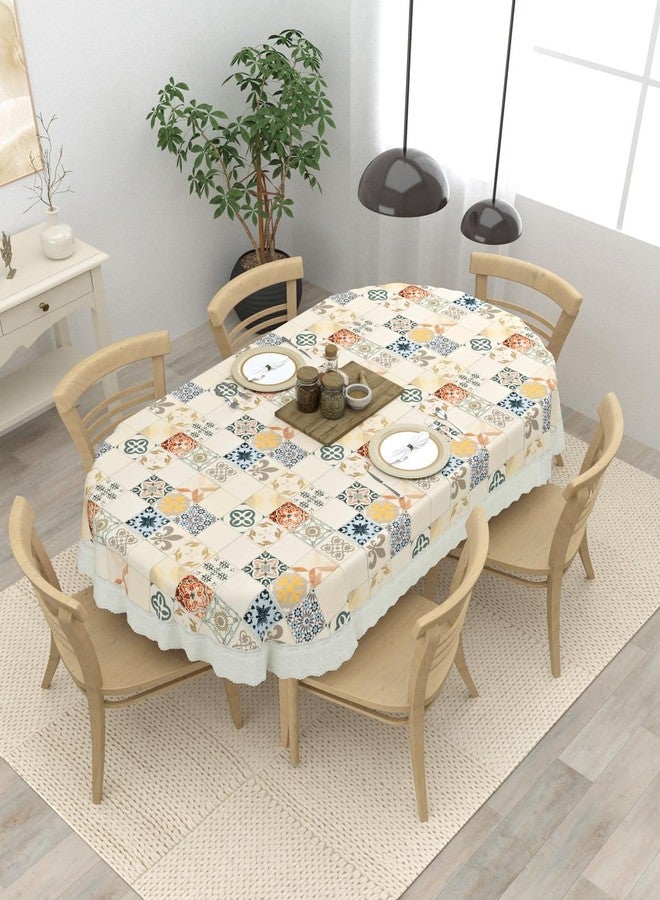 Clasiko 6 Seater Oval Dining Table Cover; 60x90 Inches or 152x228 Cms; Material - PVC; Anti Slip; Multicolor Checks - Image 1