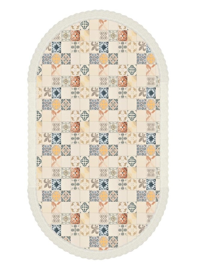 Clasiko 6 Seater Oval Dining Table Cover; 60x90 Inches or 152x228 Cms; Material - PVC; Anti Slip; Multicolor Checks - Image 5