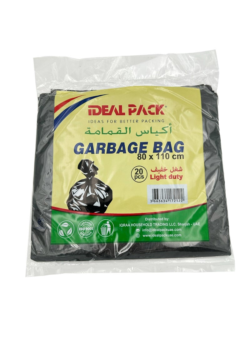 Ideal Pack Black Garbage Bags – 80 x 110 cm | 10 Pieces | Light Duty Trash Bags for Home, Office & Commercial Use | Large Capacity, Leak-Proof & Tear-Resistant - Image 1