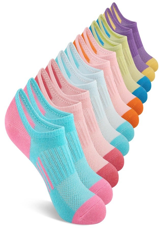 Comfoex 12 Pairs Girls No Show Socks Cotton Non Slip Mesh Low Cut Ankle Invisible Kids Socks With Grips - Image 1