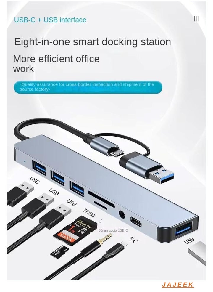 JAJEEK 8-in-1 USB C Hub Type C Multiport Adapter with 4K HDMI, PD Power Delivery, Ethernet, USB-C, 2 USB Ports, SD/TF Card Reader – Compatible with MacBook Pro, XPS, and More Type-C Devices  - Image 2