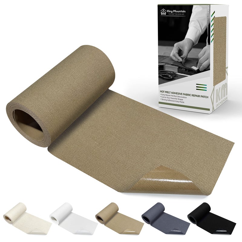 KING MOUNTAIN Canvas Iron on Patch360Waterproof 100 Cotton Fabric Repair PatchUsed for Various SofaTentClothesSeatsSuitcases Light Brown