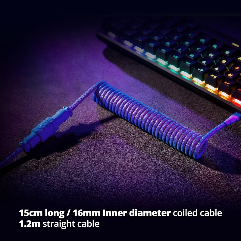 GUNMJO كابل USB-C ملتف مخصص من Pro للوحات مفاتيح الألعاب، كابل لوحة مفاتيح ميكانيكي مزدوج التغليف مع أفياتور معدني قابل للفصل، 1.5 متر USB-C إلى USB-A، لون نيبولا - Image 5