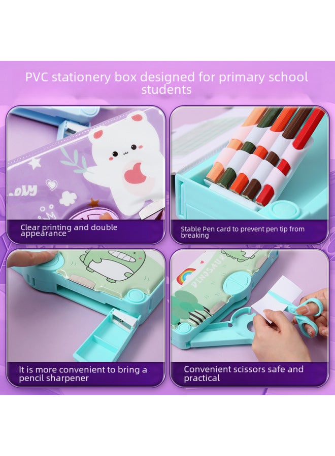 YIBO Creative Primary School Students Multi-functional Stationery Box Large-capacity High-value Cartoon Children's Pencil Box - Image 3