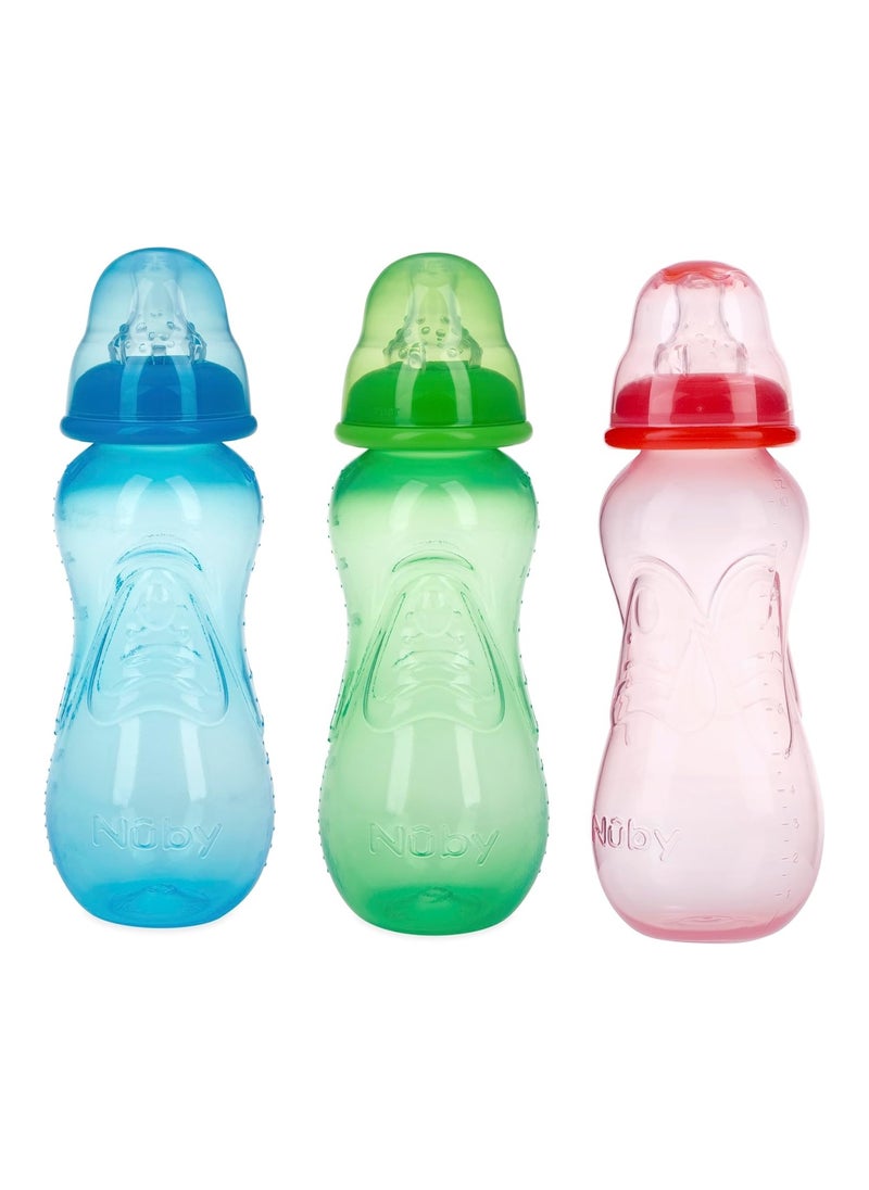 Nuby Non Drip Standard Neck Bottles 10 Ounce Colors May Vary 3 Count Pack Of 1  - Image 5