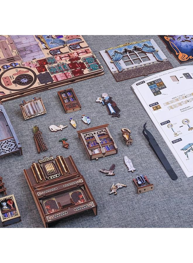 Bluejw CuteBee Nebula Resting Room Diy Wooden 3D Handmade Assembled Book Stand Model Ornaments Toys For Birthday - Image 5