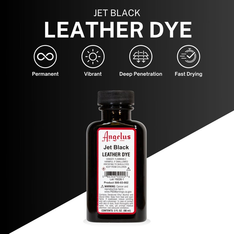 Angelus Leather Dye, Permanent Leather Dye for Shoes, Boots, Bags, Crafts, Furniture, & More - 3 fl oz, Jet Black - Image 2