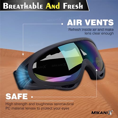 MIKANIX Motorcycle Riding Eyewear Helmet Goggles Anti Scratch | UV Protective Windproof Dirt Shield For Cycling, Bike Riding Off Road Racing And Outdoor Activities (MULTI) - Image 3