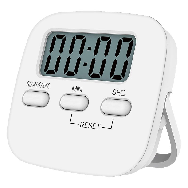 Jsdoin 1 Pack Digital Kitchen Timer Magnetic Countdown Stopwatch Timer with Loud Alarm Big Digit Back Stand Hanging Hole for Cooking Shower Bathroom Teacher KidsWhite