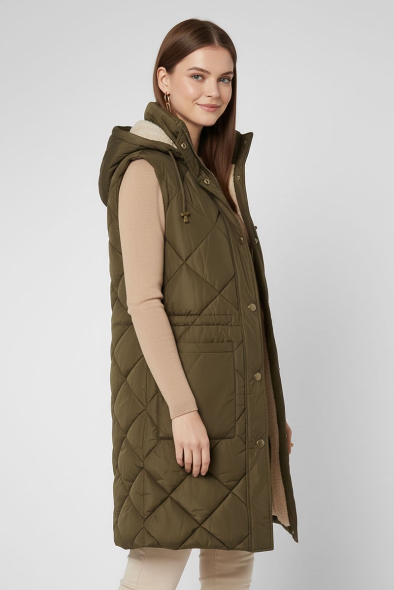 BCBGeneration Women Plain Vest Jacket, Olive - Image 3