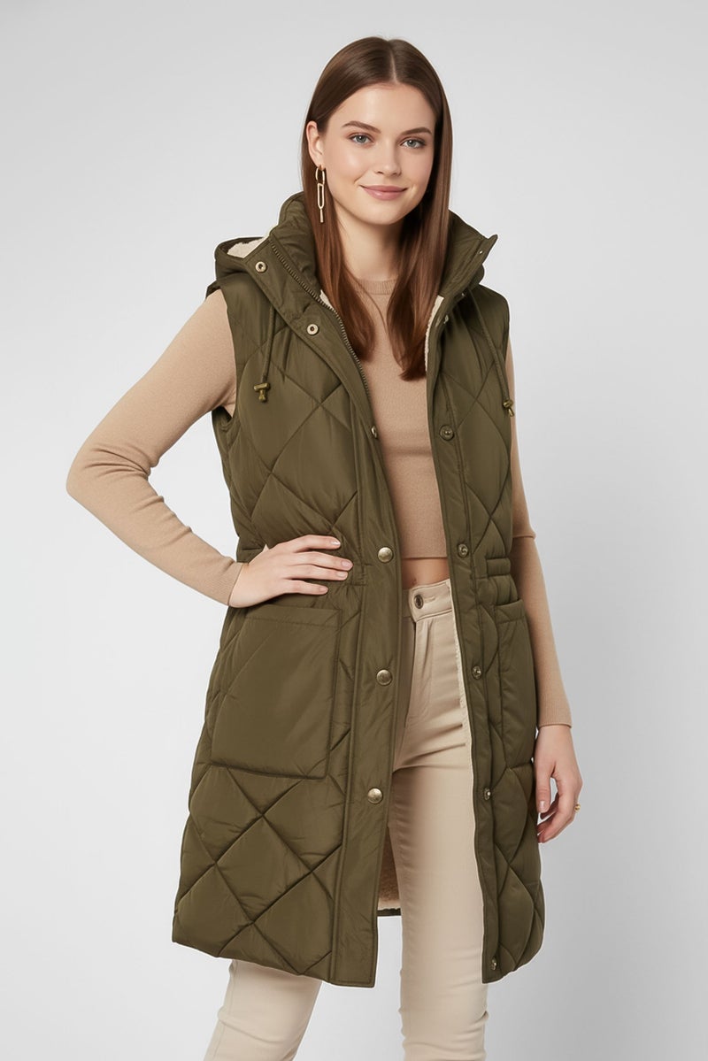 BCBGeneration Women Plain Vest Jacket, Olive - Image 2