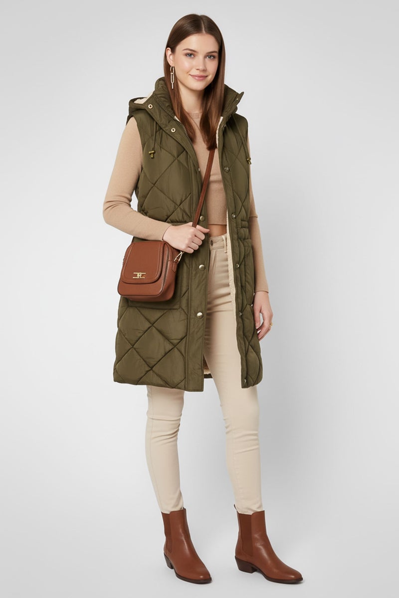 BCBGeneration Women Plain Vest Jacket, Olive - Image 1