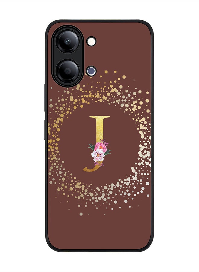 Stylizedd For vivo Y21 / Y11 Case,Slim fit Camera Protection, Shockproof Thin Phone cover  - Custom Monogram Floral - J  (Brown ) - Image 1