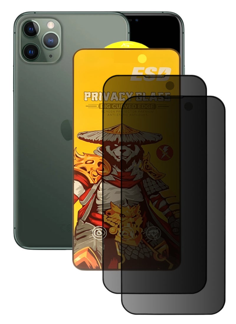 ESD 2 Pieces Tempered Dustproof Privacy Glass Screen Protector Compatible For iPhone 11 Pro - Image 1