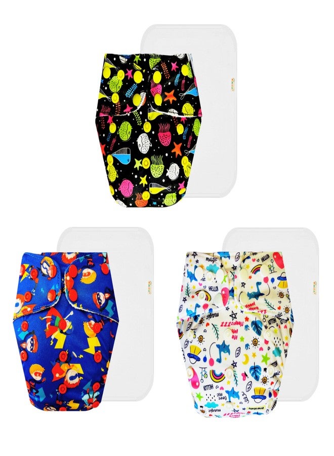 Dumbledo Premium Cloth Diaper with Cotton Insert (Pack of 3) | Soft & Gentle | Reusable & Washable | Easy to Clean | Designed by Moms | 3 Months - 3 Years | Unisex Baby - Image 1