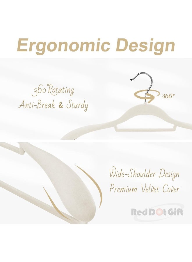 Red Dot Gift Red Dot Gift® 6 Pack Ivory Wide Shoulder Velvet Hangers,Suit Hangers for Men,Smooth Finish 360°Swivel Hook Heavy Duty Coat Hangers for Closet, Jacket Clothes Hangers for Dress,Pants,Shirts,Skirts,Tie.  - Image 3