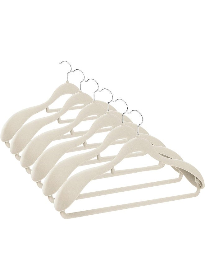 Red Dot Gift Red Dot Gift® 6 Pack Ivory Wide Shoulder Velvet Hangers,Suit Hangers for Men,Smooth Finish 360°Swivel Hook Heavy Duty Coat Hangers for Closet, Jacket Clothes Hangers for Dress,Pants,Shirts,Skirts,Tie.  - Image 1