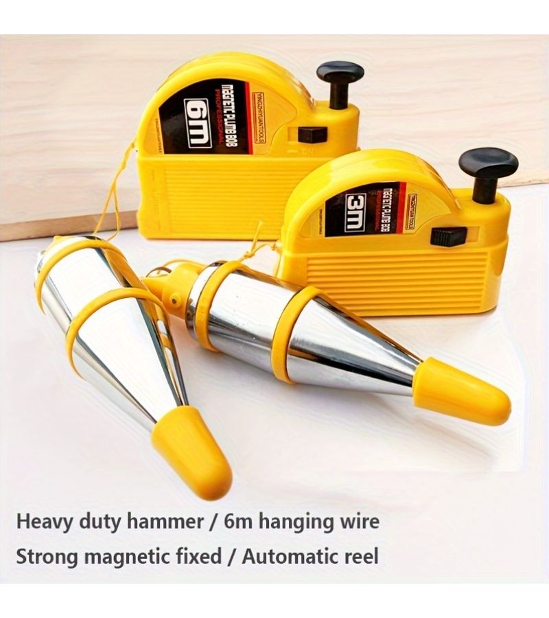 Magnetic Plumb Bob 3m 118.11 Inch Line Drop Tool for Vertical Alignment Woodworking Construction - Image 1