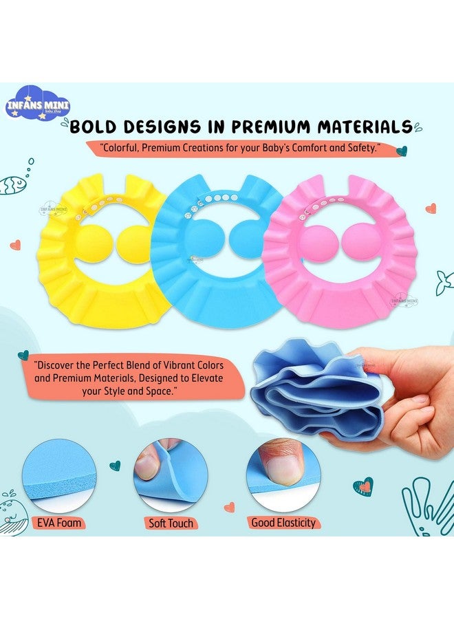 Infans Mini Baby Shower Cap Eva Foam Soft Adjustable Visor Hat For Bathing Protection for Toddlers, Babies & Kids (Pack of 3) - Image 4