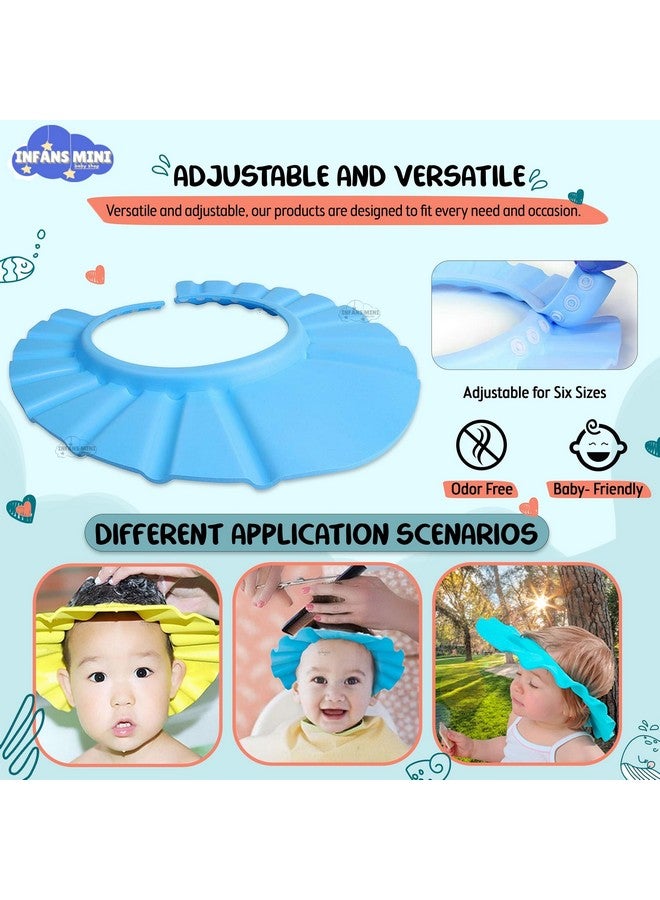 Infans Mini Baby Shower Cap Eva Foam Soft Adjustable Visor Hat For Bathing Protection for Toddlers, Babies & Kids (Pack of 3) - Image 3