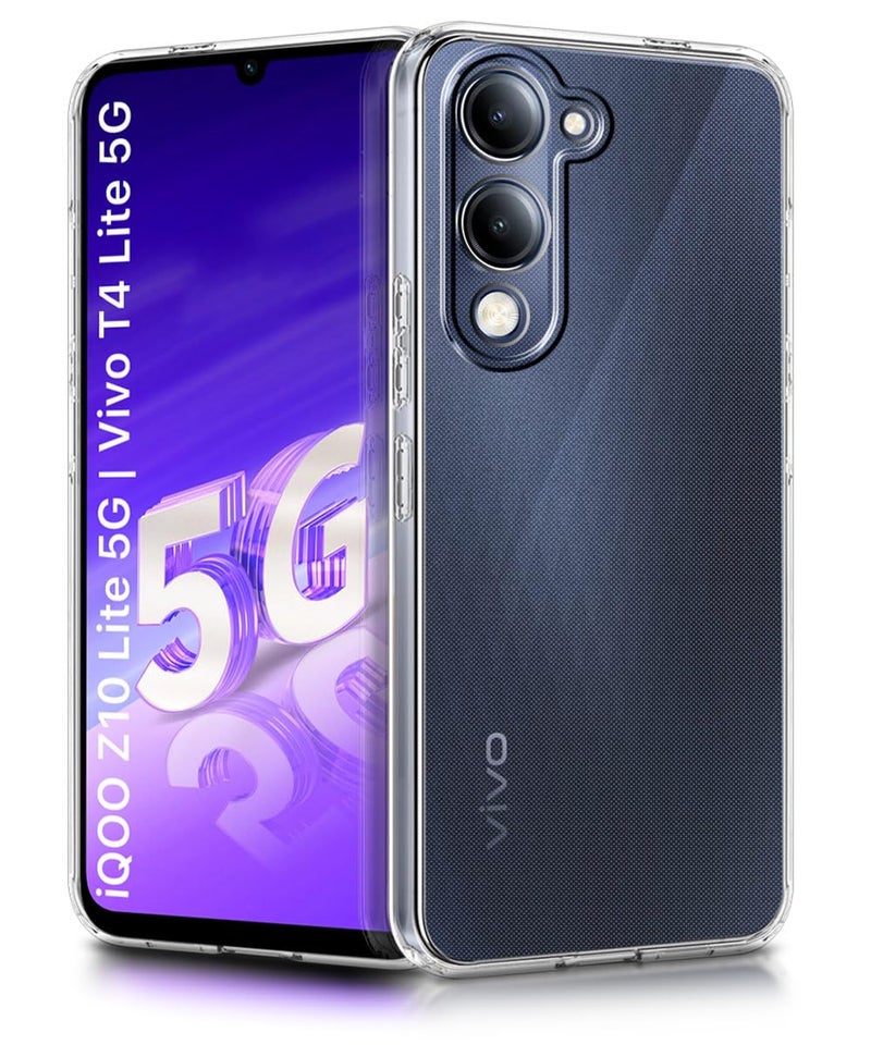 WOW IMAGINE Transparent Back Cover Case for Vivo T4 lite 5G | iQOO Z10 lite 5G | Y04 4G | Y19 5G | Y19e | Full Device & Camera Protection Shockproof TPU Silicone Mobile Case – Transparent - Image 1