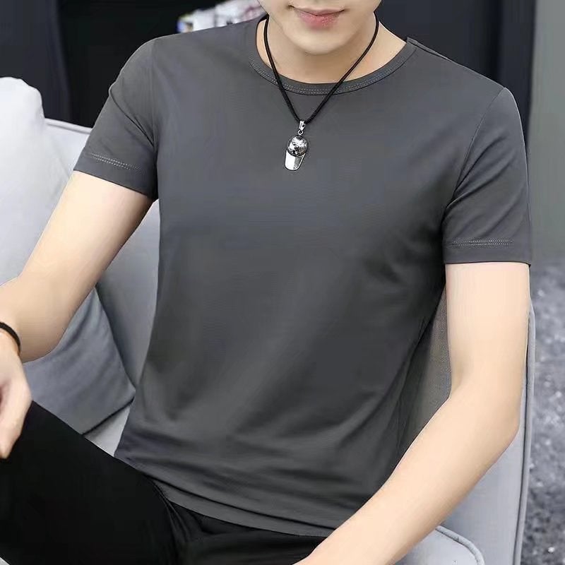 Modal Short-Sleeved T-Shirt Men'S Quick-Drying Base Shirt Solid Color Slim-Fit Half-Sleeved Round Neck T-Shirt Top - Image 4