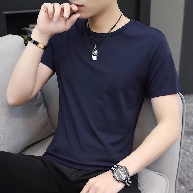 Modal Short-Sleeved T-Shirt Men'S Quick-Drying Base Shirt Solid Color Slim-Fit Half-Sleeved Round Neck T-Shirt Top - Image 5