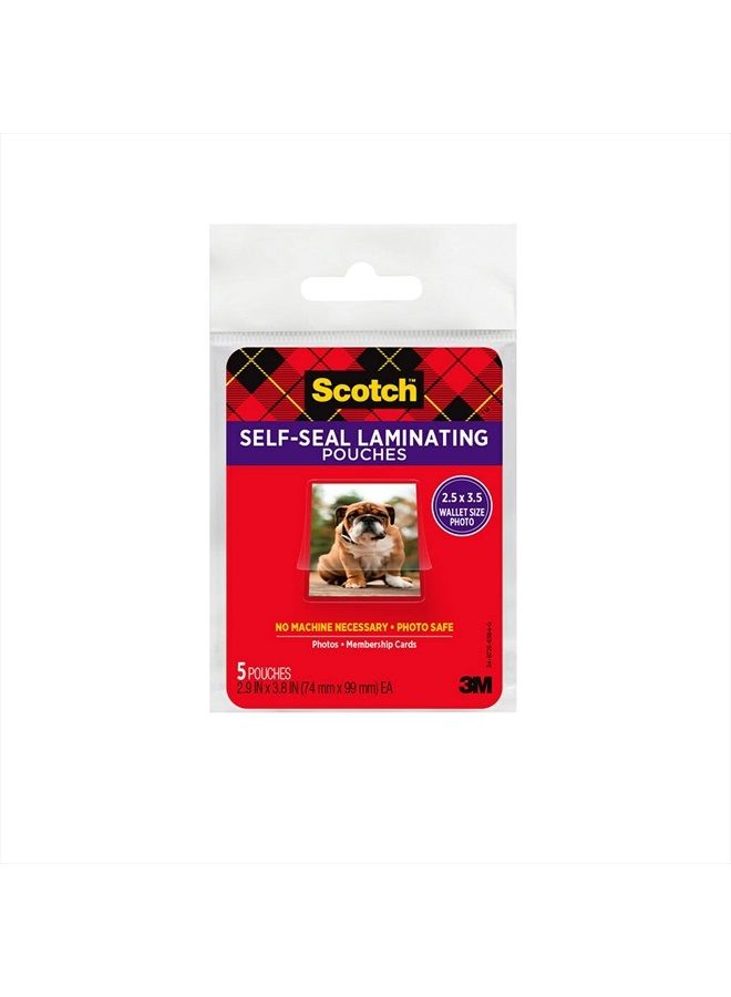 Scotch  (R) Self-Sealing Laminating Pouches , Gloss Finish, 2 1/2 Inches x 3 1/2 Inches (PL903G) - Image 1