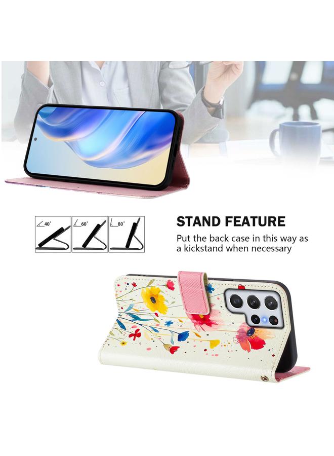 S-TOP Case For Samsung Galaxy S22 Ultra 5G Art Colored Drawing Pattern Leather Phone Case - Image 3